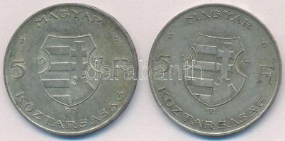 1947. 5Ft Ag "Kossuth" (2x) T:2 patina
