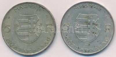 1947. 5Ft Ag "Kossuth" (2x) T:2,2- patina