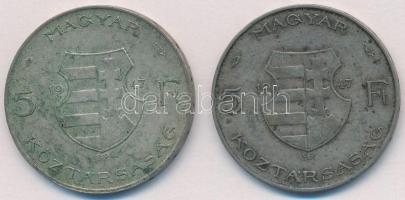 1947. 5Ft Ag "Kossuth" (2x) T:2,2- patina