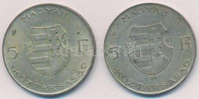 1947. 5Ft Ag "Kossuth" (2x) T:2,2- patina