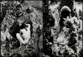 cca 1980 Dobosy Lászlótól 2 db feliratozott, vintage fotóművészeti alkotás, 23x17 cm