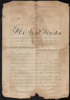 1845 A pannonhalmi apátság által hitelesített, az apátság papírfelzetes viaszpecsétjével és a perjel aláírásával ellátott egyezség 2 beírt oldalon. szakadással.