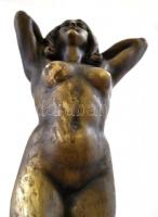 Maugsch Gyula (1882-1946): Nyújtózkodó női akt. Bronz, jelzett, apró karcolásokkal, alabástrom talap...