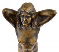Maugsch Gyula (1882-1946): Nyújtózkodó női akt. Bronz, jelzett, apró karcolásokkal, alabástrom talap...