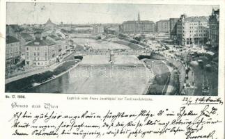 1899 Vienna, Wien; Franz Josefsquai zur Ferdinandsbrücke / quay, bridge (tear)