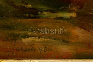 Haraszti Pál (1913-?): Pécs Deindol. Olaj, karton, jelzett, üvegezett keretben, 34×42 cm