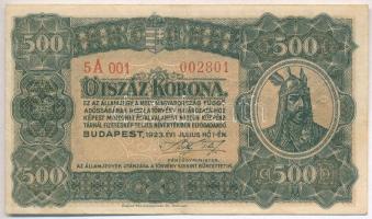 1923. 500K Magyar Pénzjegynyomda Rt. Budapest nyomdahely jelöléssel T:III