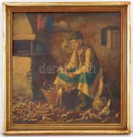 Horváth G. Andor (1876-1966): Tengeri-hántás, olaj, fa, keretben, 49,5×48,5 cm