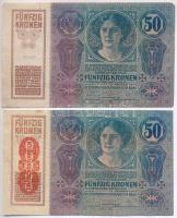 1914. 50K (2x) egyik "DEUTSCHÖSTERREICH" felülbélyegzéssel T:III