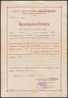 1945 Újpest, Iparigazolvány szekérfuvarozásra kiadott iparigazolvány, pecséttel, aláírással
