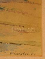 Diószeghy László (1877-1942): Viharvert kunyhó 1918. Akvarell, papír, jelzett, üvegezett keretben, 2...