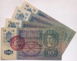 1915. 10K (4xklf) egy-egy darab felülbélyegzés nélkül, "DEUTSCHÖSTERREICH", "MAGYAROR...