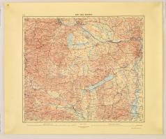 cca 1930-1940 Hetvenötezres térképek, közigazgatási határokkal, 7 db, továbbá egy Wien-Graz-Budapest térkép, összesen 8 db, közte kétoldalasakkal, változó állapotban, egy-két példányt leszámítva, többségében nyomdahibás darabokkal.