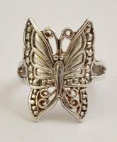 Ezüst(Ag) pillangós gyűrű, jelzés nélkül, méret: 54, nettó: 3,4 g