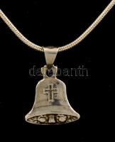 Ezüst(Ag) kígyó nyaklánc, harang függővel, jelzett, állítható hosszúság, h: 45-50 cm, nettó: 7,6 g