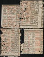 1689 Kalendáriumból kivágott lapok, lap részletek 11 db, sérült állapotban kb 16x19 cm