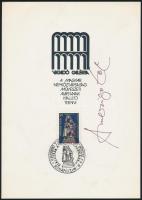 Amerigo Tot(1909-1984): aláírása saját kiállítási emléklapján alkalmi bélyegzéssel