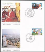 Pápai látogatás sor 4 értéke 4 db levélen Papal visit set 4 values on 4 covers