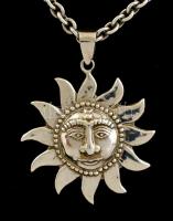 Ezüst(Ag) anker nyaklánc, Nap függővel, jelzett, h: 40,5 cm, nettó: 18,4 g