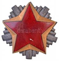 Jugoszlávia ~1960. Zománcozott vörös csillag sapkajelvény, hátoldalán "IKOM ZAGREB" gyártói jelzéssel (40mm) T:2 Yugoslavia ~1960. Enamelled red star cap badge with "IKOM ZAGREB" makers mark on reverse (40mm) C:XF