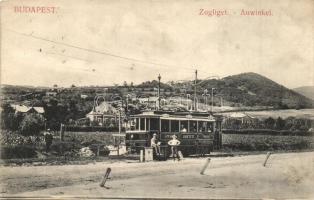 Budapest XII. Zugliget, BKVT 72-es számú villamosa, háttérben villa. Schwarz J. kiadása (Rb)