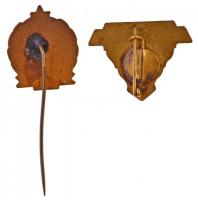 ~1960-1970. "Pestvidéki Kőbánya V." zománcozott fém jelvény (26x20mm) + "KGYV Törzsgá...