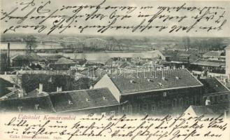 1900 Komárom, Komárnó; Vidéki takarékpénztár, háttérben a híd / savings bank, bridge in the background