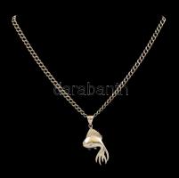 Ezüst(Ag) dupla szemes nyaklánc, aranyhal függővel, jelzett, h: 45,5 cm, nettó: 16,8 g