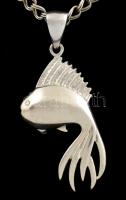 Ezüst(Ag) dupla szemes nyaklánc, aranyhal függővel, jelzett, h: 45,5 cm, nettó: 16,8 g