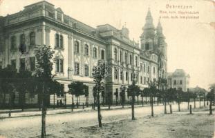 Debrecen, Római katolikus gimnázium és templom. W. L.  294. (szakadás / tear)