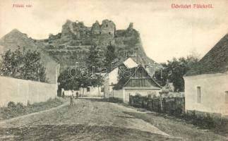 Fülek, Filakovo; utca háttérben a várral / street view with the castle in the background