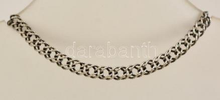 Ezüst(Ag) dupla szemes bordázott karkötő, jelzett, h: 18 cm, nettó: 5,5 g