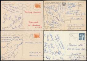 1969 az MTK röplabdásainak, valamint a XIII. kerület sportegyesületek vezetőinek és az Elektromos SE kézilabdásainak aláírásai, 4 db levelezőlap