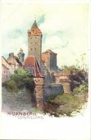 Nürnberg, Luginsland / castle, tower, artist signed