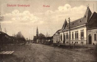 Verebély, Vráble; Fő utca, Schwarcz József üzlete. W.L. Bp. 2404. Kiadja Neufeld Sándor / main street, shop (r)