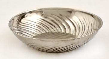 Ezüst(Ag) kerek, bordázott tálka, jelzett, d: 9,3 cm, nettó: 16,4 g