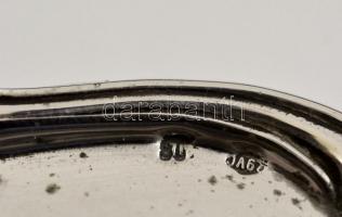 Ezüst(Ag) ovális, díszes peremű tálka, jelzett, 15,5×12,5 cm, nettó: 35,9 g