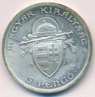 1938. 5P Ag "Szent István" T:1- kis patina
Adamo P8.1