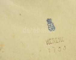 Herendi virág mintás hamutartó, kézzel festett, jelzett (koronás), kopott,  15×14 cm