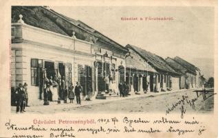 1901 Petrozsény, Petrosani; Fő utca, üzletek. Joánovits és Sternád kiadása / main street, shops