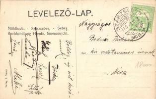 1910 Szászsebes, Mühlbach, Sebes; Hientz könyvkereskedés és nyomda, belső eladókkal. J. Hientz saját...