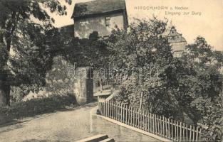 Hirschhorn (Neckar), Eingang zur Burg / castle (worn corner)
