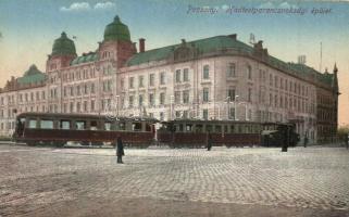 1916 Pozsony, Pressburg, Bratislava; Hadtestparancsnoksági épület, városi motor vasút / Army Headquarters, urban railway, train (EK)