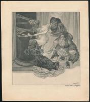 Franz von Bayros (1866-1924): Die Fünf Sinne:Das Gefühl. Heliogravúr, papír, jelzett a nyomaton (Choisy Le Conin), 18×17 cm.