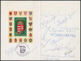 1993 Az 56-os magyarok világtalálkozójára készített emléklap, rajta sok résztvevő aláírásával