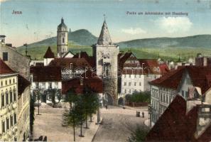 Jena, Partie am Johannistor mit Hausberg / mountain, gate