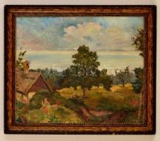 Csányi Lajos (1887-?): Balatonpart. Olaj, vászon, jelzett, keretben, 50×60 cm