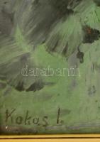 Kokas Ignác (1926-2009): Táj (Öreg sírkövek) 1970. Plextol, farost, jelzett, üvegezett keretben, 50×...