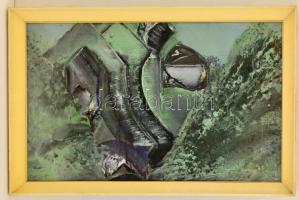 Kokas Ignác (1926-2009): Táj (Öreg sírkövek) 1970. Plextol, farost, jelzett, üvegezett keretben, 50×...