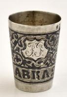 Ezüst(Ag) orosz vodkás pohár, indamintával, jelzett, m: 4,5 cm, bruttó: 27,8 g